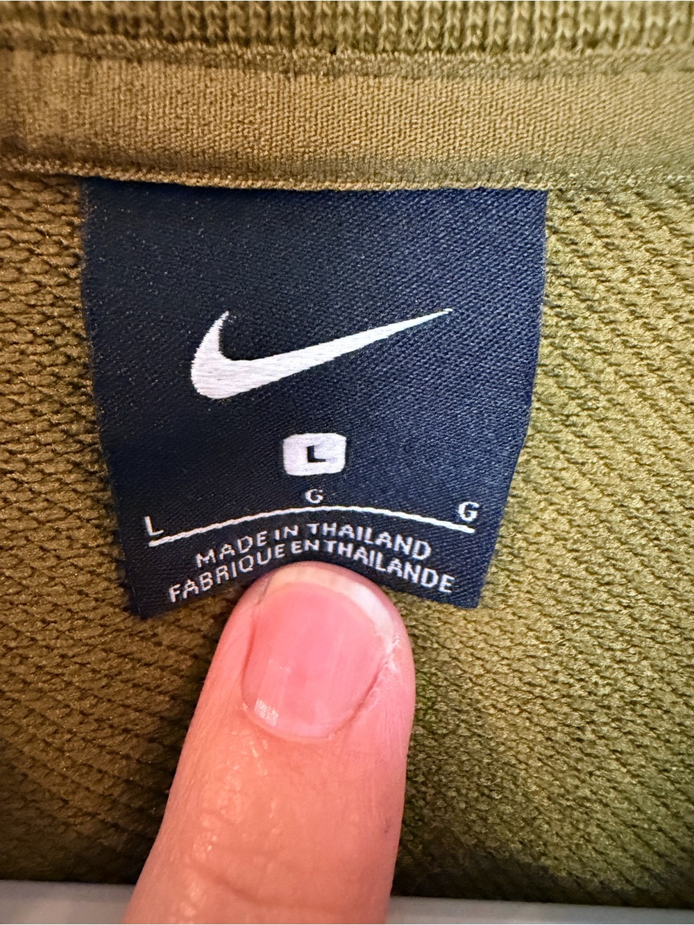 Nike Olive Green Oversized Cropped Sweatshirt Large Y2K Streetwear - Picture 3 of 5